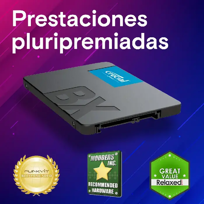 Unidad de Estado Sólido (SSD) Crucial BX500 - Capacidad de 500GB, 550MB-s de lectura, 500MB-s de escritura, SATA 6Gb-s 3D Nand, 7.0mm. CT500BX500SSD1 (2).webp